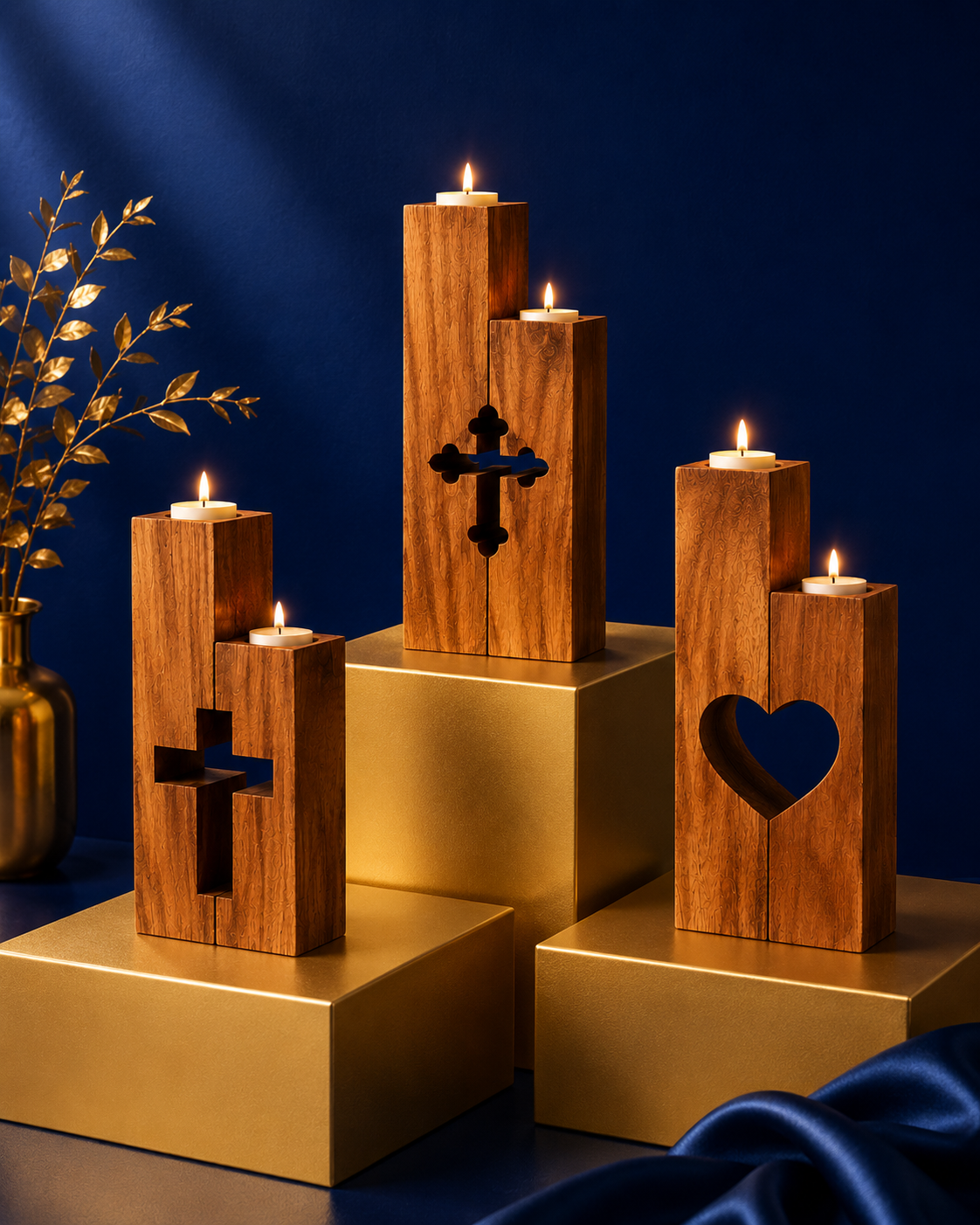 Wooden Candle Holders 